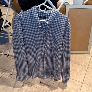 Nordstrom Blue and White Checkered Casual Button Down Shirt